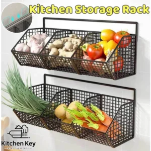 Kitchen Organizer Rack Wall Mounted Spice Storage Holder Partition Vegetable Shelf Racks