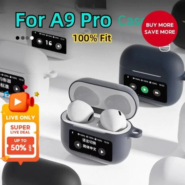 A9 Pro TPU Silicone Case For Bluetooth Earbuds, Shockproof Soft Cover With Touch Screen Protection