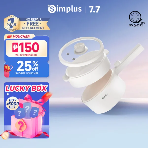 Simplus Electric Cooker Multifunctional With Steamer Rice Cooker Ceramic Non-Stick Cooking Pot
