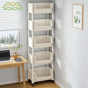 Trolley Bookshelf Kitchen Storage Rack Kitchen Corner Narrow Slit Storage Cabinet Home Organizer