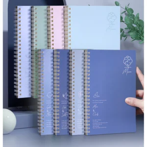 4pcs A5 60 Sheets Double Coil Design Notebook Simple Art Style Spiral Notebook Loose Leaf Notebook